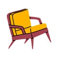 Cartoon Yellow Armchair Icon. Vector