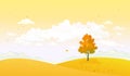 Cartoon yellow autumn landscape