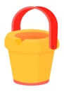 Cartoon yellow bucket. Plastic sandbox beach toy