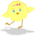 cartoon yellow chick girl with pink bow Royalty Free Stock Photo