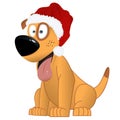 Cartoon yellow dog in the Santa Claus hat vector Royalty Free Stock Photo