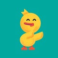 Cartoon yellow duck.Duckling feeling smile and happy Royalty Free Stock Photo