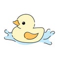 Cartoon yellow duckling. Toy duckling for the bathroom. Drawing for children.