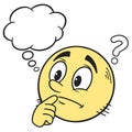 Yellow Thinking Emoticon â Cartoon Face with Question Mark for Curiosity Royalty Free Stock Photo