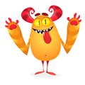 Cartoon yellow monster. Vector illustration