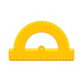 Cartoon yellow protractor ruler flat icon