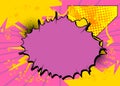 Cartoon Yellow and purple, pink background, comic book backdrop. Retro vector comics pop art design Royalty Free Stock Photo