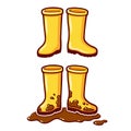 Cartoon yellow rain boots