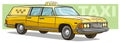 Cartoon yellow retro long taxi car vector icon Royalty Free Stock Photo