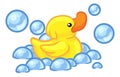 Cartoon Yellow Rubber Ducky Duck Bubble Bath Toy Royalty Free Stock Photo
