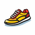 Colorful Manga-inspired Yellow Shoe With Red Detail