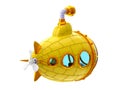 Cartoon yellow submarine back Royalty Free Stock Photo