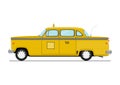 Cartoon yellow taxicab.