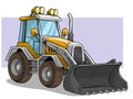 Cartoon wheel front loader bulldozer with shovel Royalty Free Stock Photo
