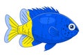 Cartoon yellowtail damselfish Royalty Free Stock Photo