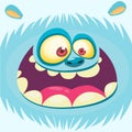 Cartoon yeti face. Vector bigfoot snowman. Cartoon happy monster face. Halloween monster mask. Funny monster avatar