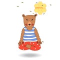 Cartoon yoga bear