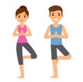 Cartoon yoga couple