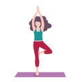 Cartoon yoga girls . Young women in asanas poses. Fitness character. Royalty Free Stock Photo