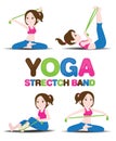 Cartoon Yoga Strectch Band.,  set Royalty Free Stock Photo