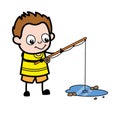 Cartoon Young Boy Fishing