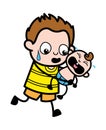 Cartoon Young Boy holding crying baby Royalty Free Stock Photo