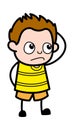 Cartoon Young Boy thinking in Confusion Royalty Free Stock Photo