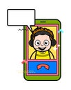 Cartoon Young Boy Video Calling on Mobile Royalty Free Stock Photo
