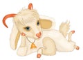 Cartoon young cute goat