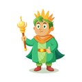 Cartoon Young King with Crown and Scepter Vector Illustration Royalty Royalty Free Stock Photo