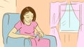 Cartoon Young Lady Painting Her Nails Sitting In A Chair In The Room Royalty Free Stock Photo