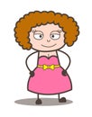Cartoon Young Lady Slightly Smiling Face Vector