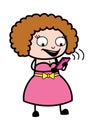 Cartoon Young Lady Watching Smartphone