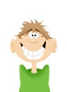 Cartoon of a young man with a big grin on his face Royalty Free Stock Photo