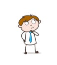 Cartoon Young Office Executive Thinking an Idea Royalty Free Stock Photo