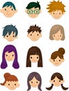 Cartoon young people face icon