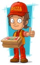 Cartoon young pizza delivery man