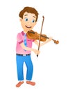 Cartoon young smiling boy playing violin. vector