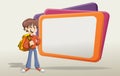 Cartoon young student boy with backpack.