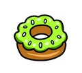 A Cartoon Yummy Green Donut