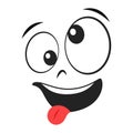 Cartoon zany face. Silly expression vector Royalty Free Stock Photo