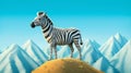 Cartoon Zebra In Hyper-realistic Mountain Landscape