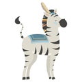 Cartoon zebra indian. Vector illustration of a cute zebra in a headdress with feathers. Drawing animal for children. Zoo Royalty Free Stock Photo