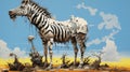 Cartoon Zebra In Rococo Style: A Surreal Equine Sculpture