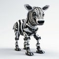 Futuristic Zebra Robot Pet: 3d Render With Rotatable Legs