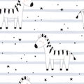 Cartoon zebra Seamless pattern.Vector print for baby shower. Royalty Free Stock Photo