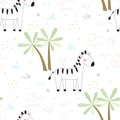 Cartoon zebra Seamless pattern.Vector print for baby shower Royalty Free Stock Photo