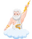 Cartoon zeus holding thunderbolt Royalty Free Stock Photo