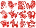 Animals of Chinese Calendar. Chinese zodiac Royalty Free Stock Photo