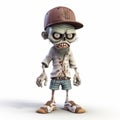 Cartoon Zombie With Baseball Hat - 3d Render